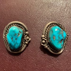 Tom Willeto turquoise and silver clip-on earrings